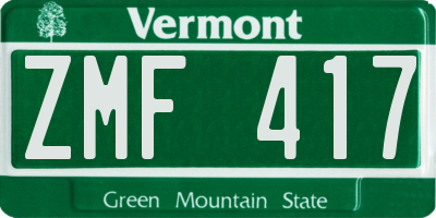 VT license plate ZMF417