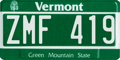 VT license plate ZMF419