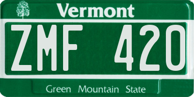 VT license plate ZMF420