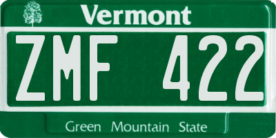 VT license plate ZMF422