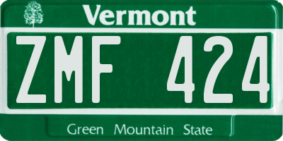 VT license plate ZMF424