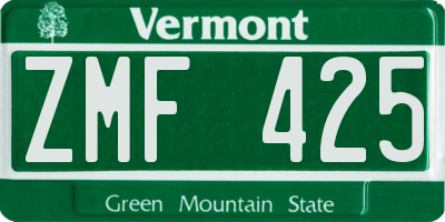 VT license plate ZMF425