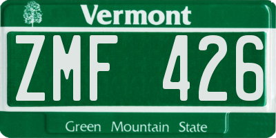VT license plate ZMF426