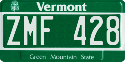 VT license plate ZMF428