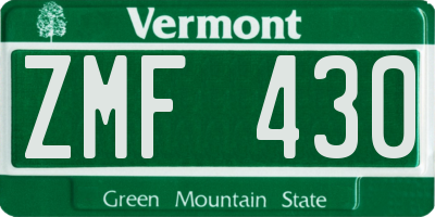VT license plate ZMF430
