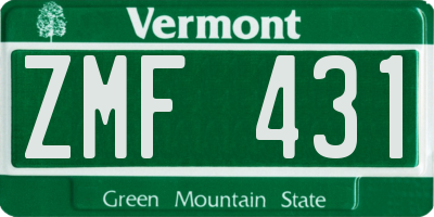 VT license plate ZMF431