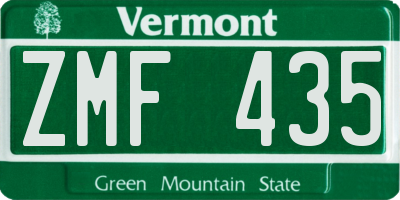 VT license plate ZMF435