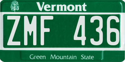 VT license plate ZMF436