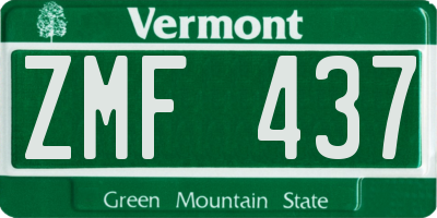 VT license plate ZMF437