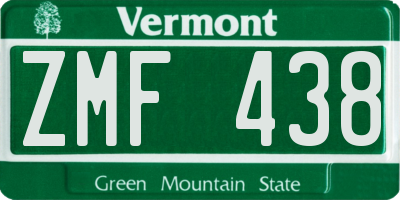 VT license plate ZMF438