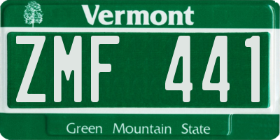 VT license plate ZMF441