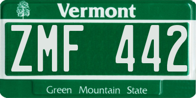 VT license plate ZMF442