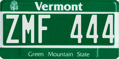 VT license plate ZMF444