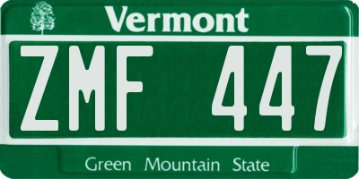 VT license plate ZMF447