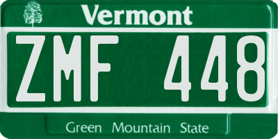 VT license plate ZMF448