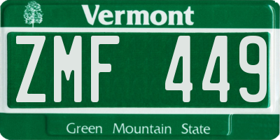 VT license plate ZMF449
