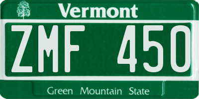 VT license plate ZMF450