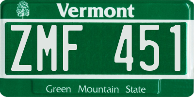VT license plate ZMF451
