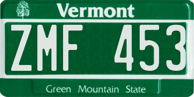 VT license plate ZMF453