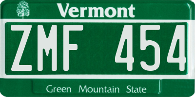 VT license plate ZMF454