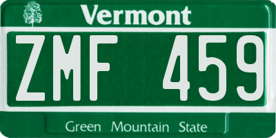 VT license plate ZMF459