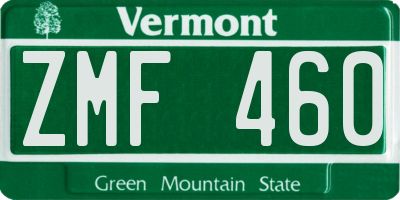 VT license plate ZMF460