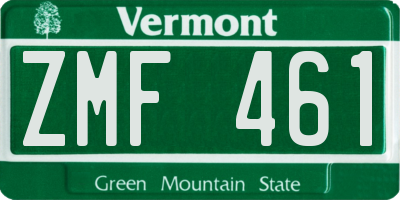 VT license plate ZMF461