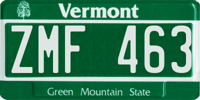 VT license plate ZMF463