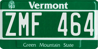 VT license plate ZMF464