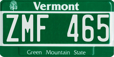 VT license plate ZMF465