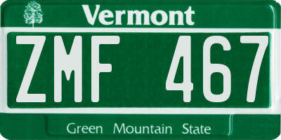 VT license plate ZMF467