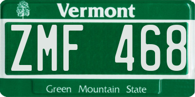 VT license plate ZMF468