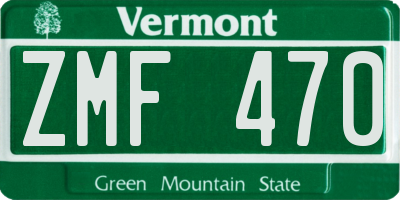 VT license plate ZMF470