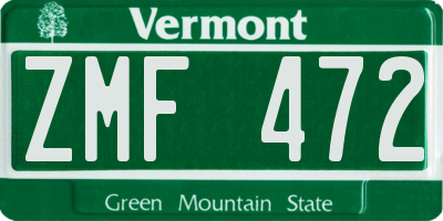 VT license plate ZMF472