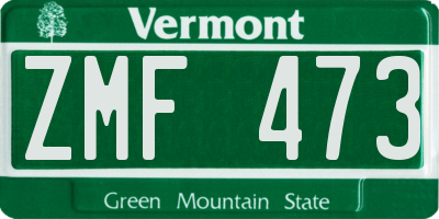 VT license plate ZMF473