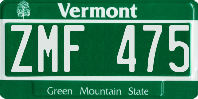 VT license plate ZMF475