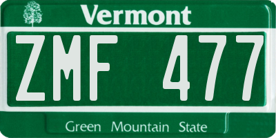 VT license plate ZMF477
