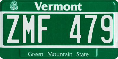 VT license plate ZMF479