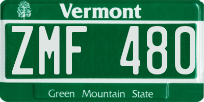 VT license plate ZMF480