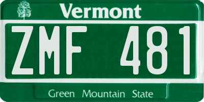 VT license plate ZMF481