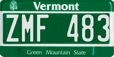 VT license plate ZMF483