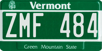 VT license plate ZMF484