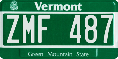 VT license plate ZMF487