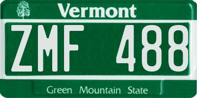 VT license plate ZMF488