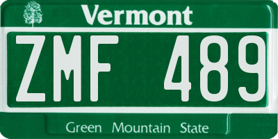VT license plate ZMF489