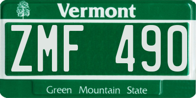 VT license plate ZMF490