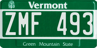 VT license plate ZMF493