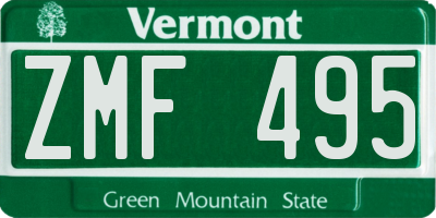 VT license plate ZMF495
