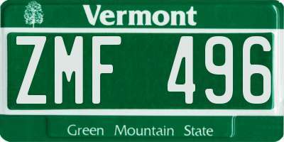 VT license plate ZMF496