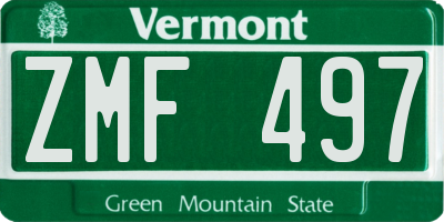 VT license plate ZMF497
